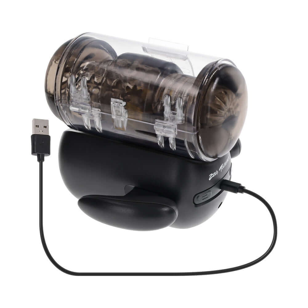 Zero Tolerance Hold Me Tight Stroker Black with USB charging feature for interactive pleasure.