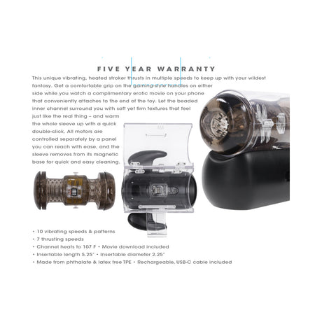 Zero Tolerance Hold Me Tight Stroker Black features heated vibrations and multiple thrusting speeds for ultimate pleasure.