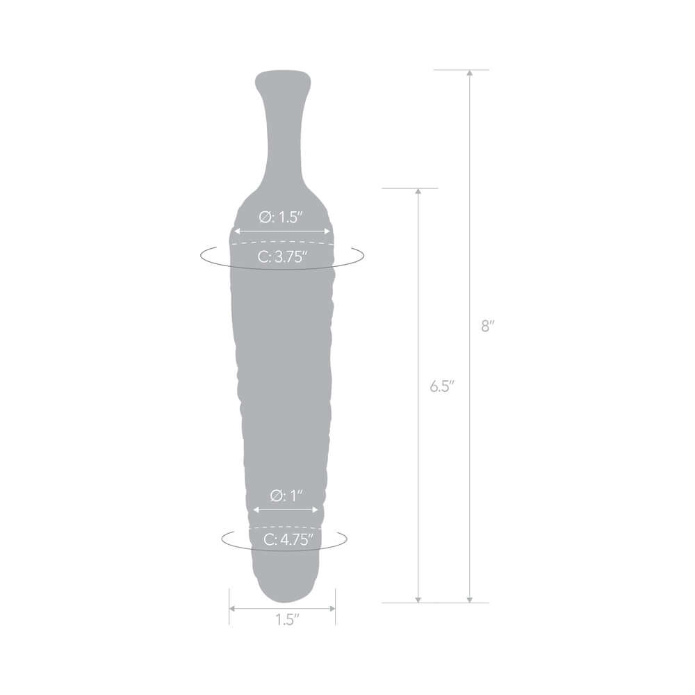 Glas Cornstar 8 inches Glass Dildo dimensions diagram showcasing size and shape features.