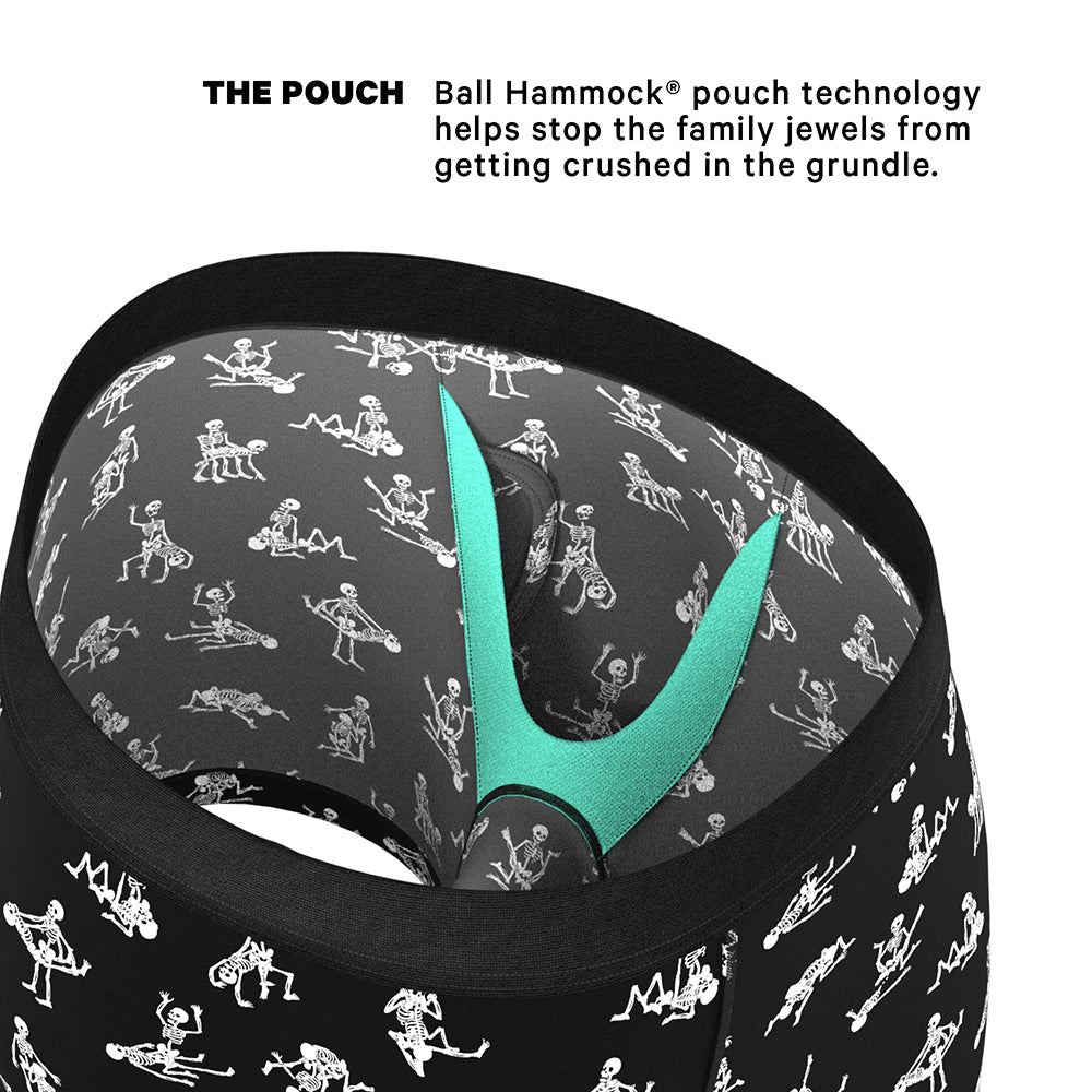 Shinesty Bare Back Bones Ball Hammock Pouch Underwear Small showcasing Ball Hammock technology and playful skeleton print.