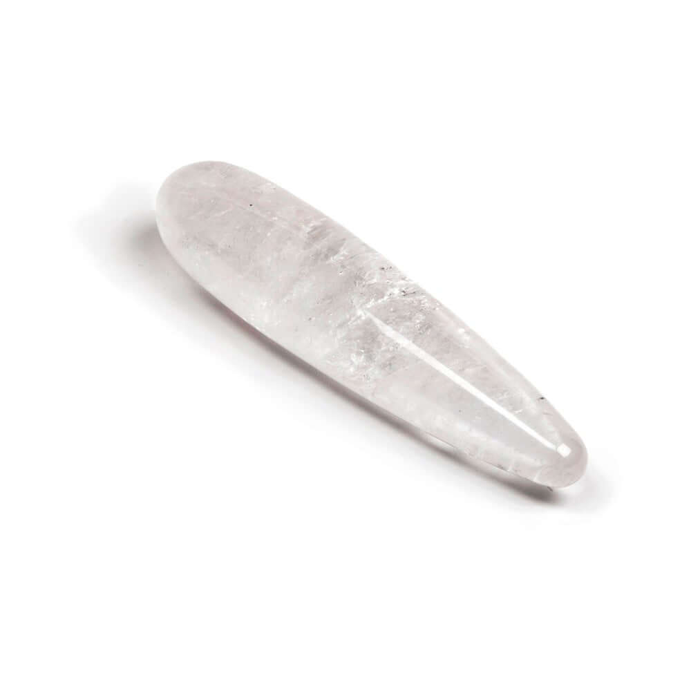 Chakrubs Prism Original Clear Quartz Wand on a white background, ideal for healing and meditation.