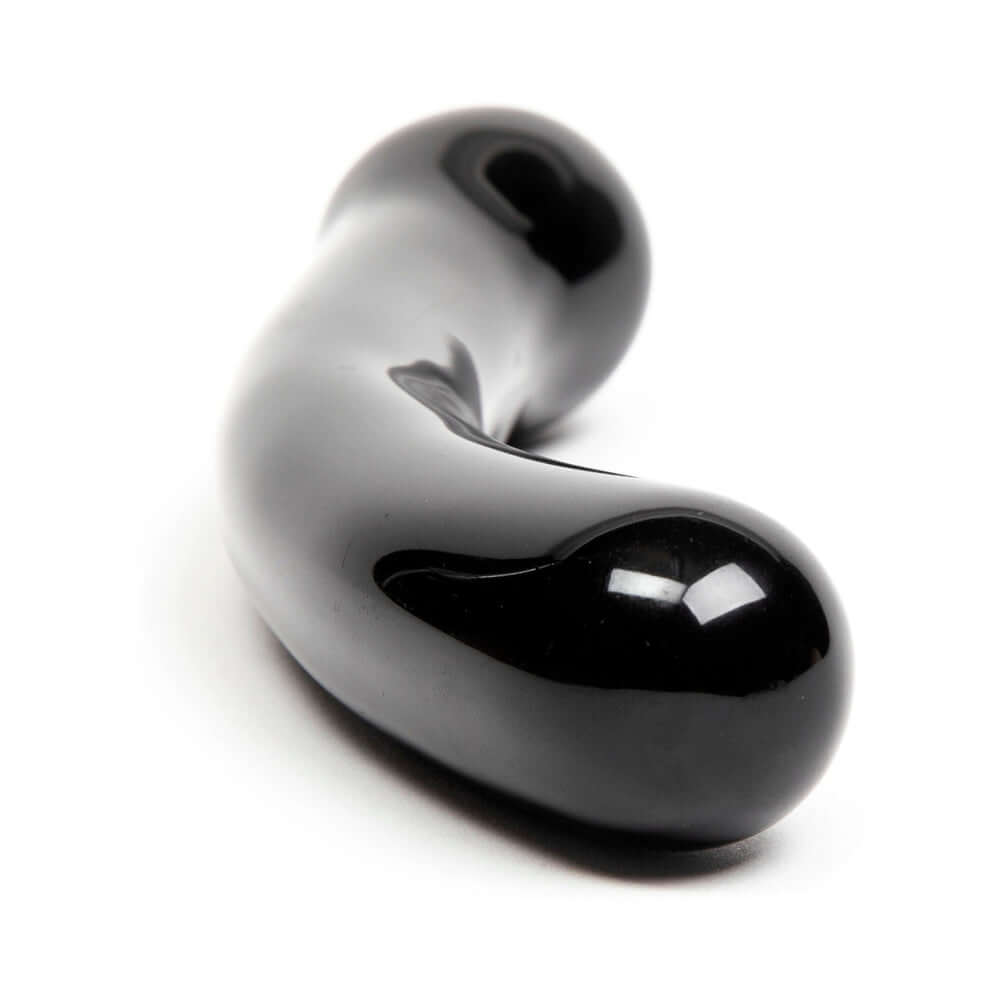 Chakrubs Xaga Curve Obsidian Wand showcasing its sleek black obsidian design and graceful curvature.