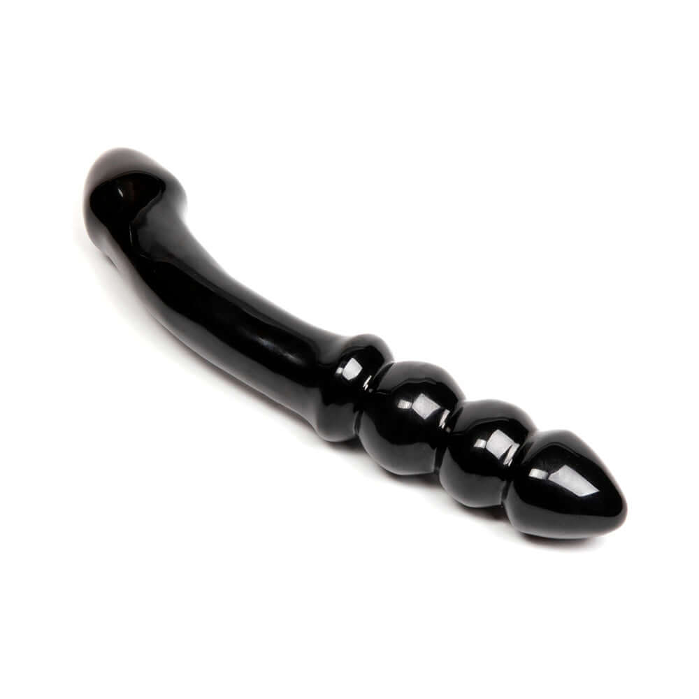 Chakrubs Xaga Viper Obsidian Wand featuring a unique curvature and ridged form for enhanced stimulation