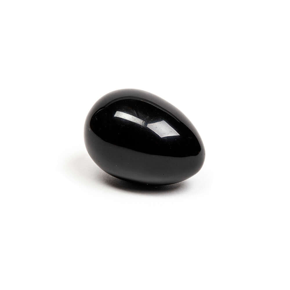 Chakrubs Xaga Yoni Egg Obsidian non-drilled, hand-carved black obsidian crystal for pelvic floor strength.
