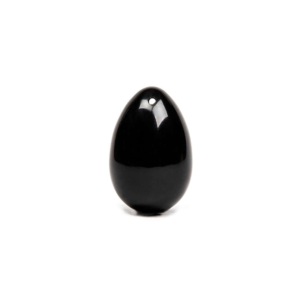 Chakrubs Xaga Yoni Egg Obsidian drilled, polished black obsidian egg for emotional release and wellness.