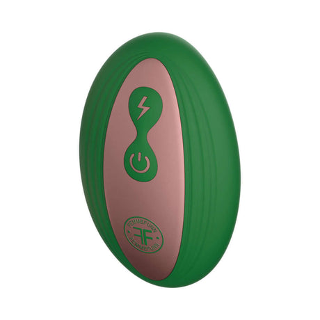 FemmeFunn Bougie Plug Rose Gold sleek design featuring green silicone and rose gold control buttons.