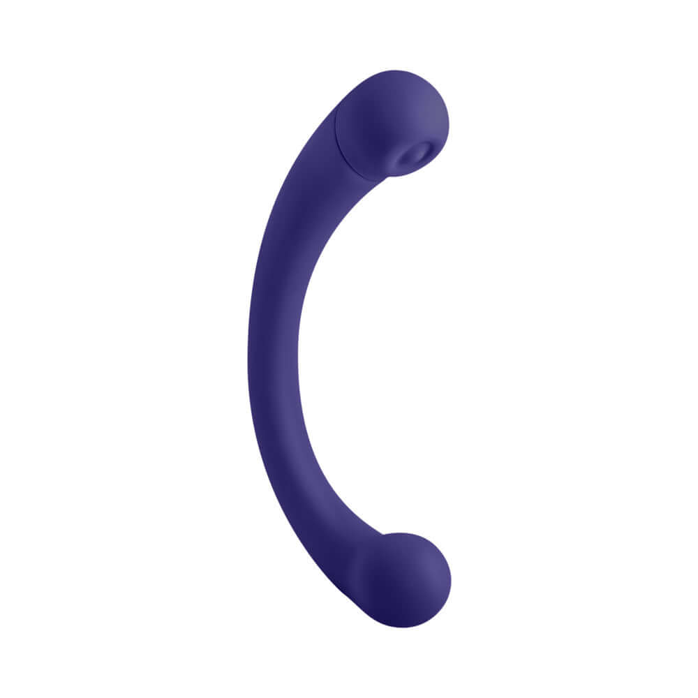 FemmeFunn Dual Stimulating Arc Vibrator Aluna Dark Purple showing its sleek design and dual ends.