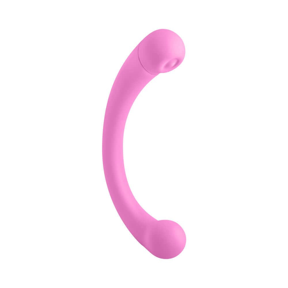 FemmeFunn Dual Stimulating Arc Vibrator Aluna Pink showing its sleek, dual-ended design for versatile pleasure.