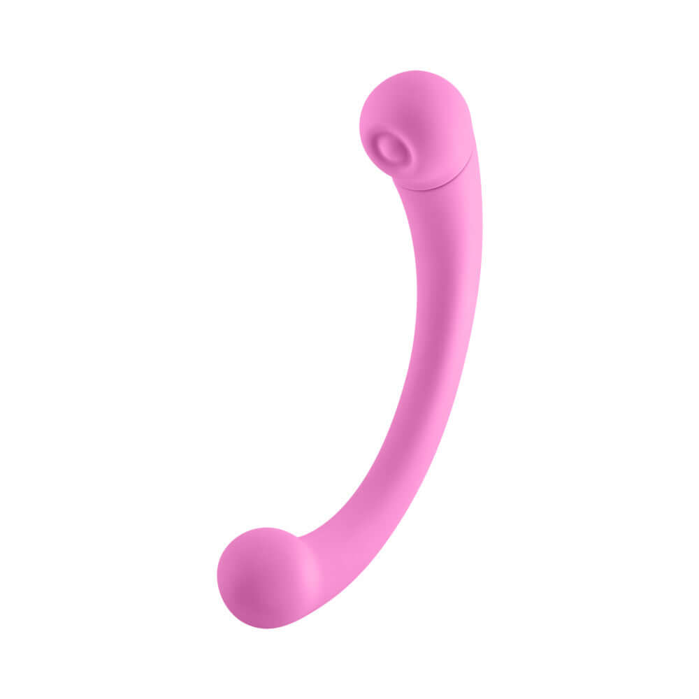 FemmeFunn Dual Stimulating Arc Vibrator Aluna Pink showcasing its sleek design and dual stimulating ends.