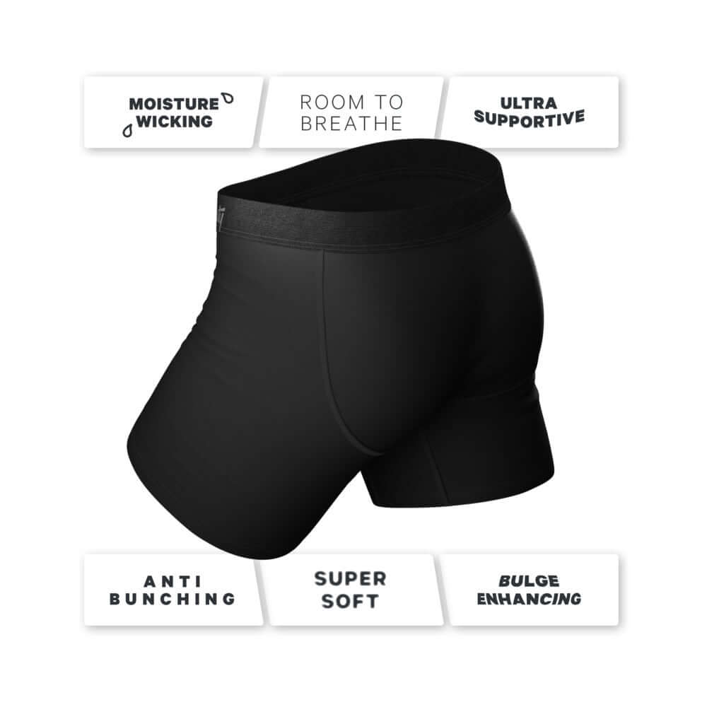Shinesty The 009 Black Tuxedo Ball Pouch Underwear with Fly M featuring moisture-wicking and ultra-supportive design.