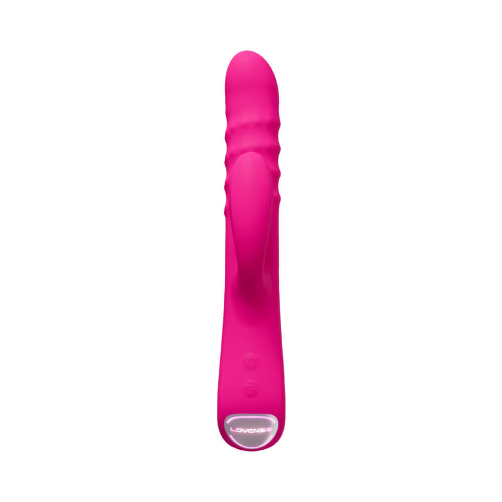 Lovense Velvo Rotating Beaded G-spot & Clit Rabbit Vibrator in vibrant pink color.