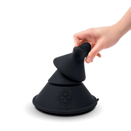 Cowgirl Cone Premium Sex Machine with App and Remote Control being adjusted by a hand.