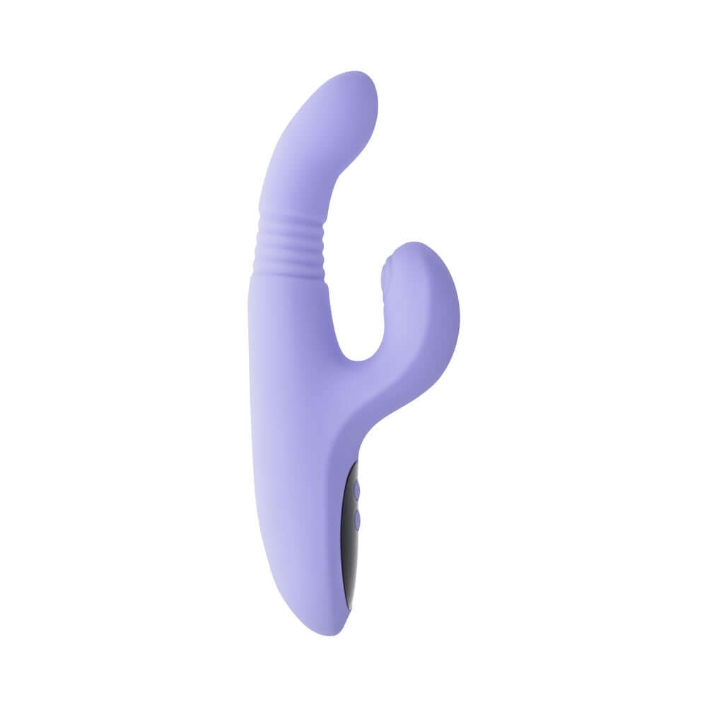 Evolved Pep Talk G-spot Clitoral Vibrator in soft purple color with unique design for pleasure stimulation.