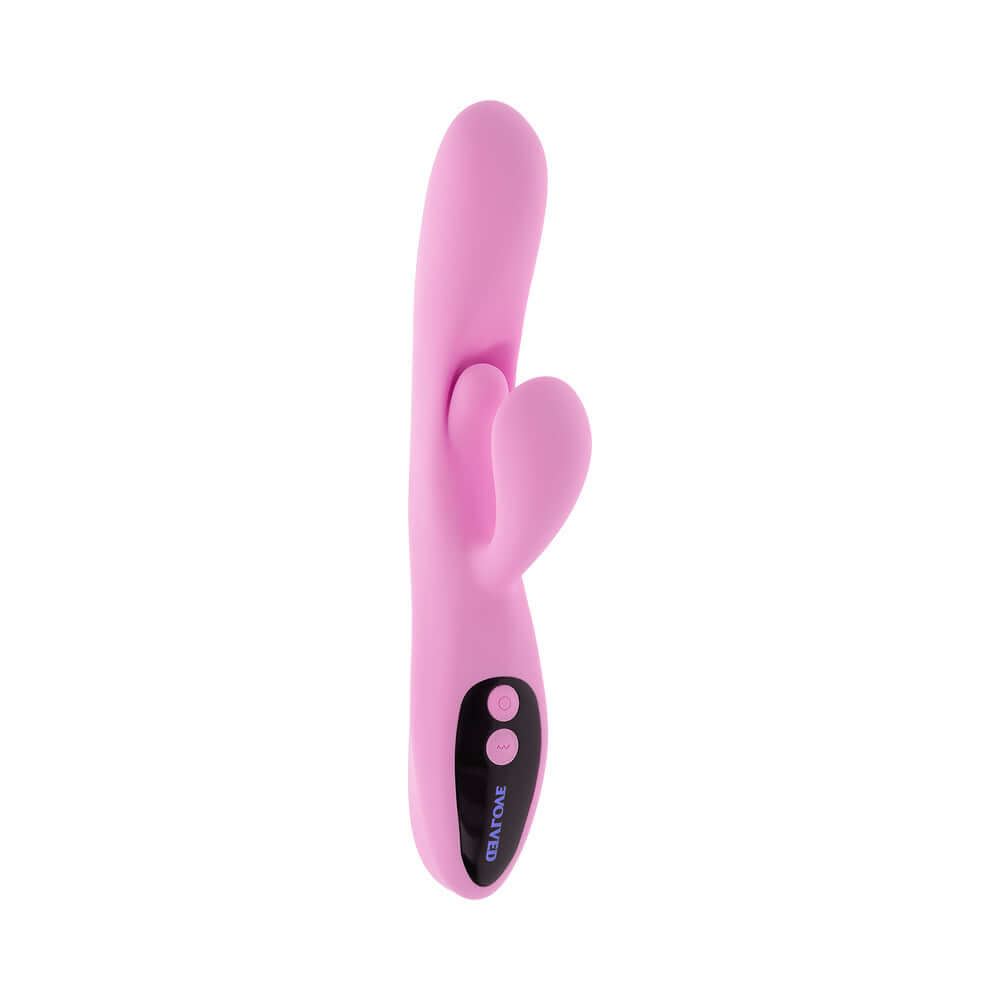 Evolved Push the Button G-spot Clitoral Stimulation pink vibrator with unique G-spot stimulation feature.
