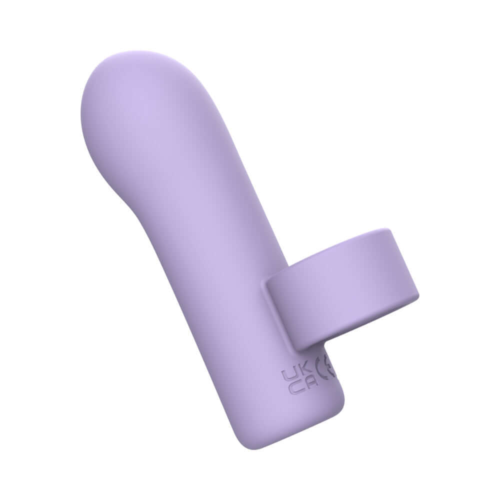 Adam & Eve Lust Loop Bullet Finger Vibe in smooth purple silicone with a finger loop for hands-free stimulation.