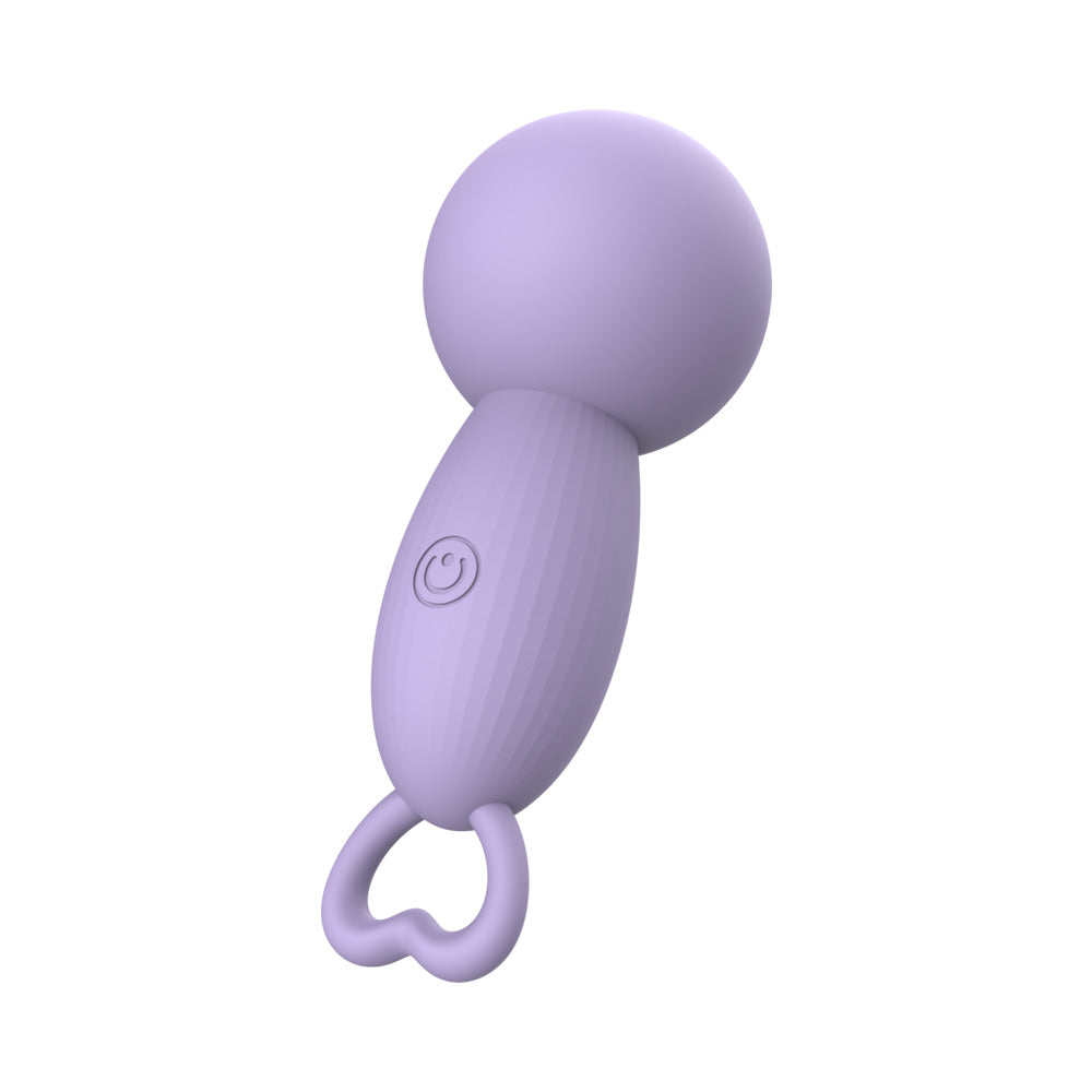 Adam & Eve Pleasure Pulse Mini Wand Vibe in lavender color, compact and ergonomic design for customizable stimulation.