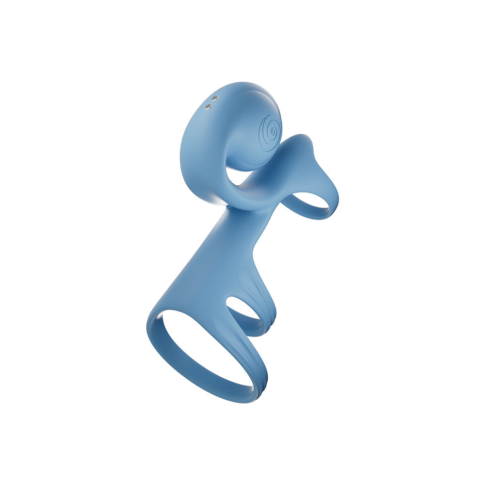Svibe Snail Jovi Arc Couples Ring Vibrator Blue Haze showcasing its unique contoured design for enhanced pleasure.
