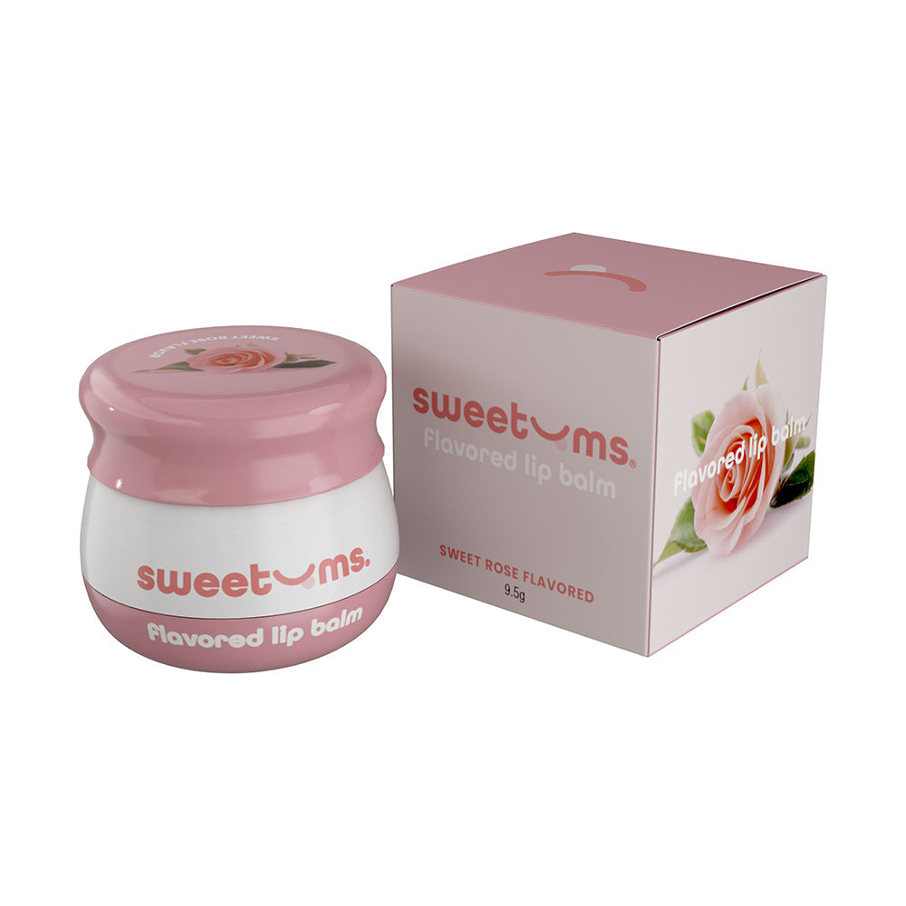 Sweetums Flavored Lip Balm Sweet Rose product image showcasing the jar and packaging.