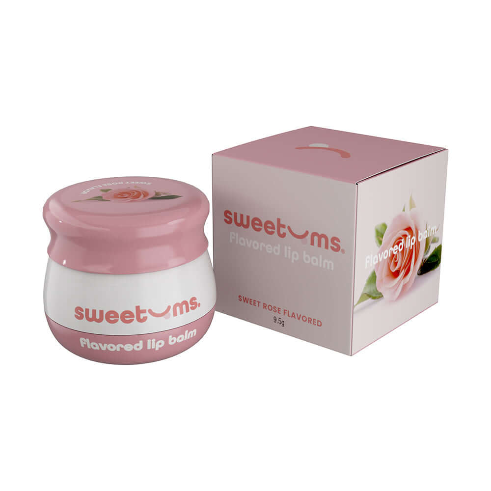 Sweetums Flavored Lip Balm Sweet Rose product image showcasing the jar and packaging.