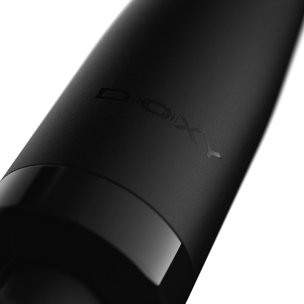 Close-up of the Doxy Original Massager Wand Massager Black showcasing the sleek design and Doxy logo.