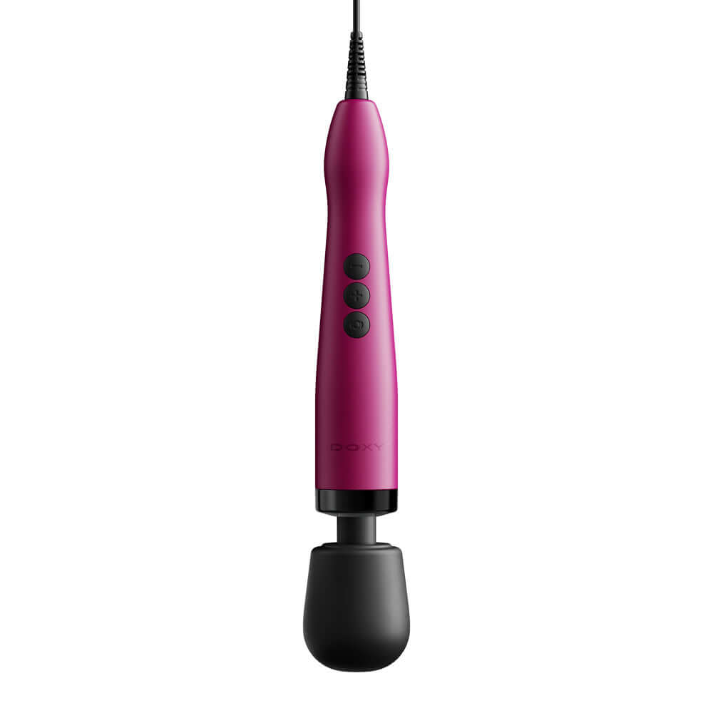 Doxy Original Massager Wand Massager Pink with black head and control buttons.