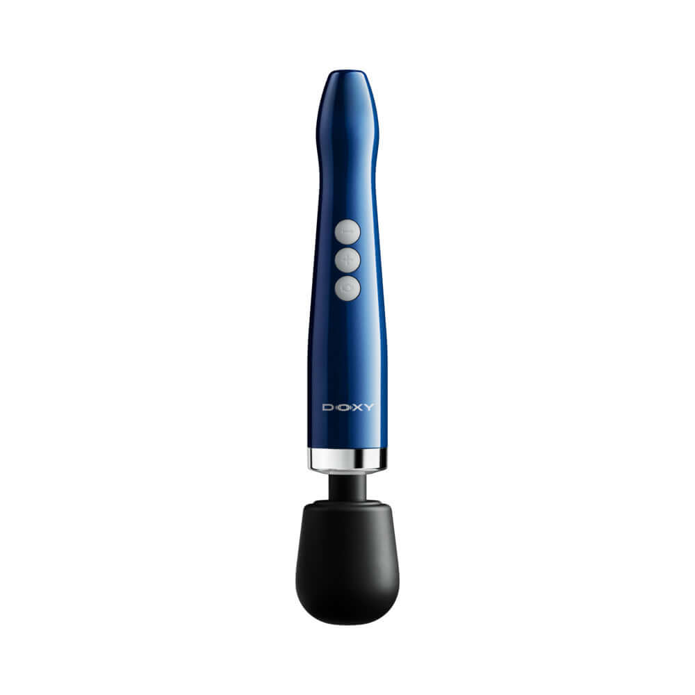 Doxy Die Cast Compact Cordless Wand Blue displayed in a sleek design, perfect for versatile use and easy handling.