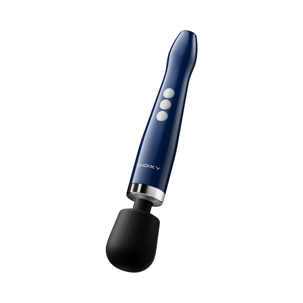 Doxy Die Cast Compact Cordless Wand Blue, a powerful and compact massage tool with sleek design.