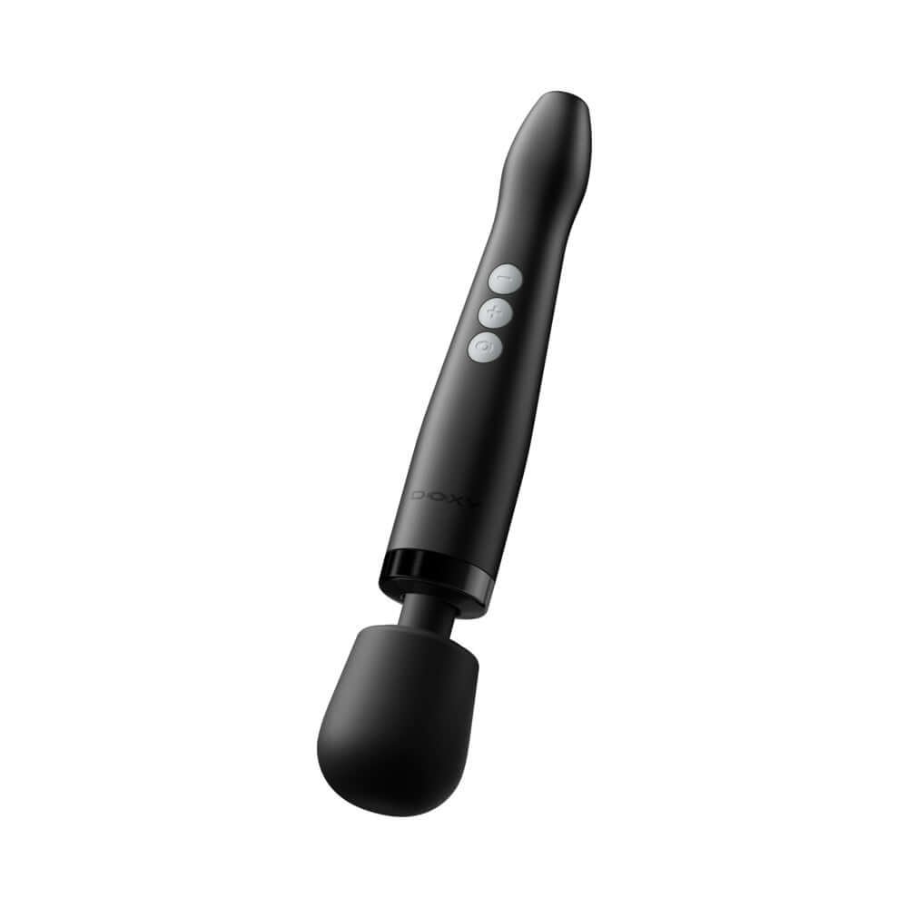 Doxy Die Cast Compact Cordless Wand Black showcasing its sleek design and user-friendly controls.