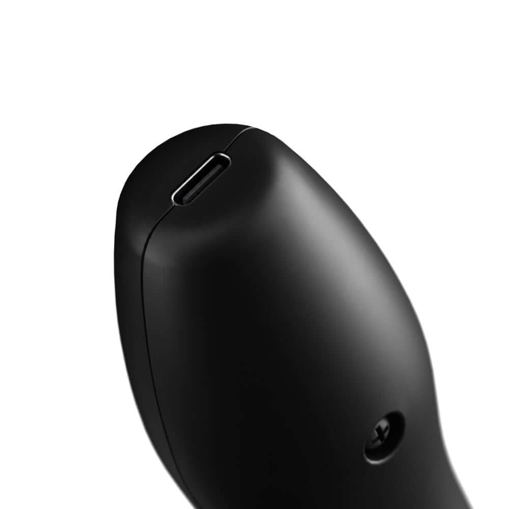 Close-up of the Doxy Die Cast Compact Cordless Wand Black showing the charging port design.
