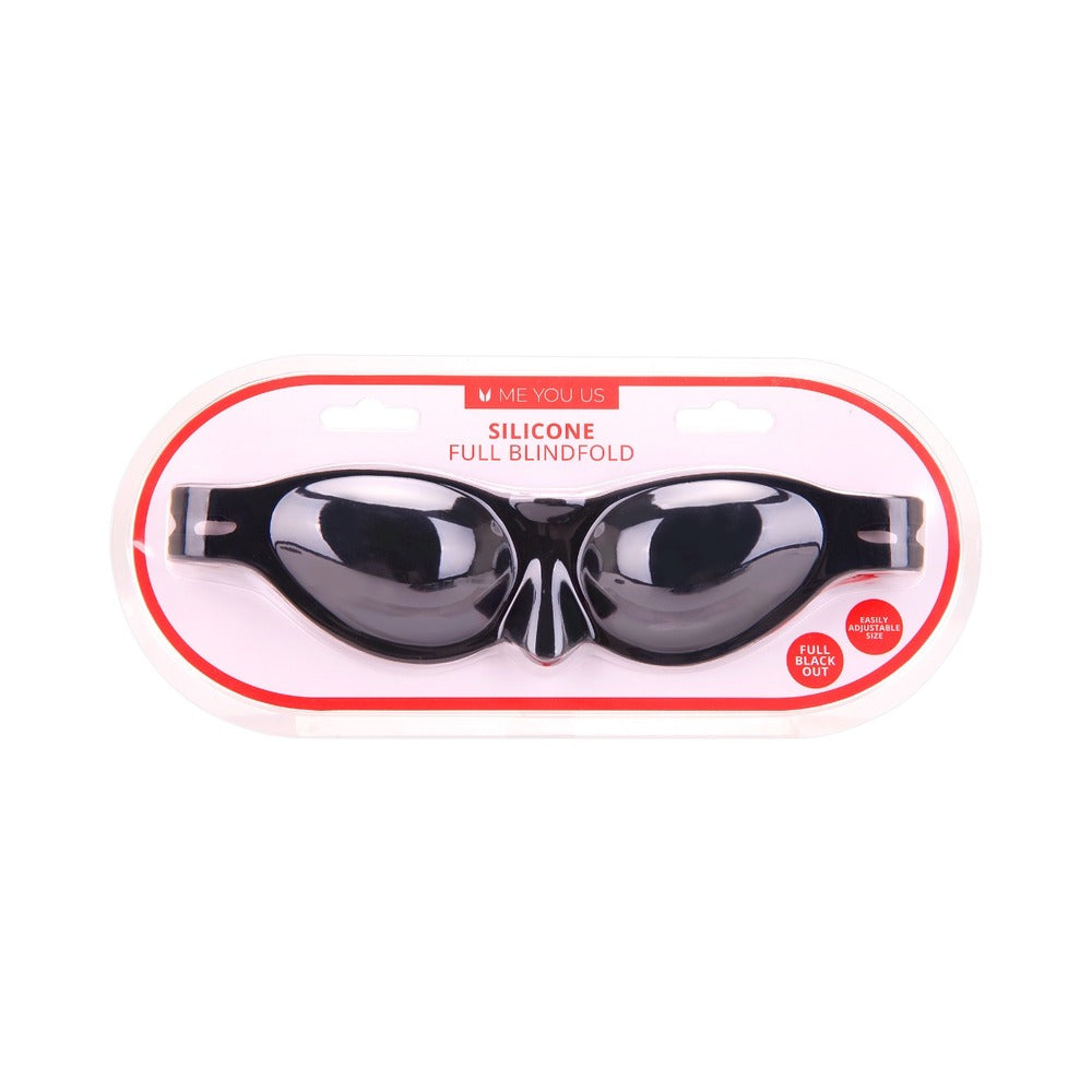 Me You Us Silicone Full Blindfold packaged and ready for use, designed for complete light blocking.