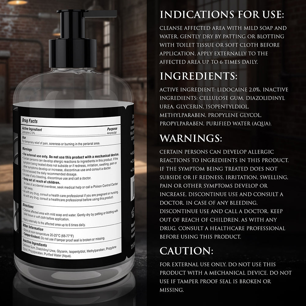 Master Series Fisting Lubricant 16 Oz bottle with usage instructions and ingredient list displayed.