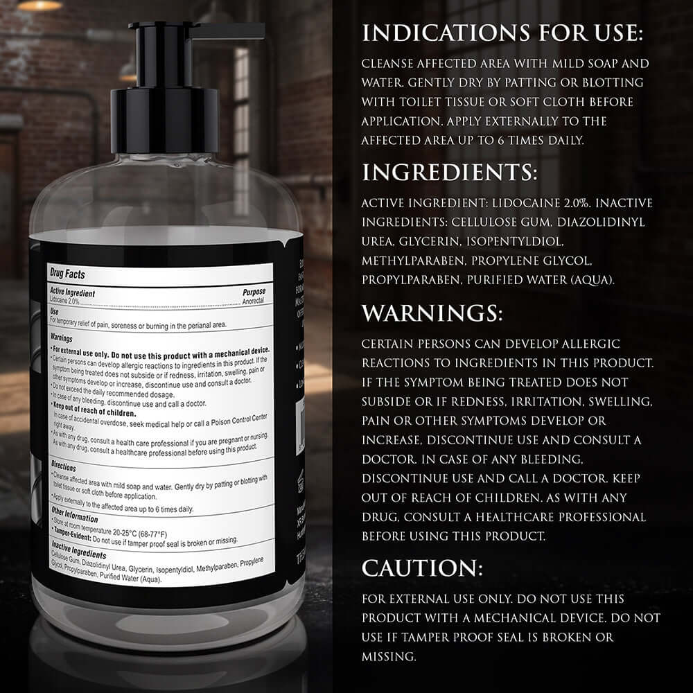 Master Series Fisting Lubricant 16 Oz bottle with usage instructions and ingredient list displayed.