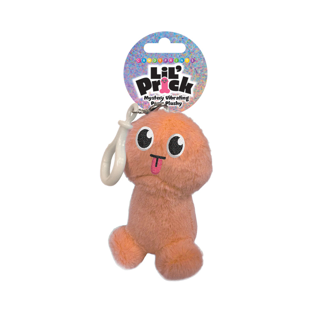 Lil Pricks Mystery Box Plush Penis Keychain in soft pink color with smiley face and keychain clip