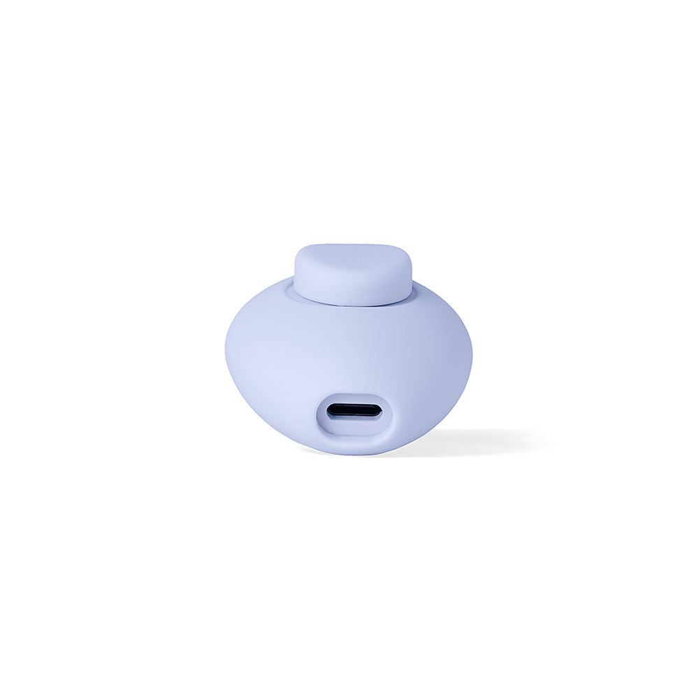 Dame Lay Panty Vibrator With Remote Control, light blue design with charging port for convenient use.