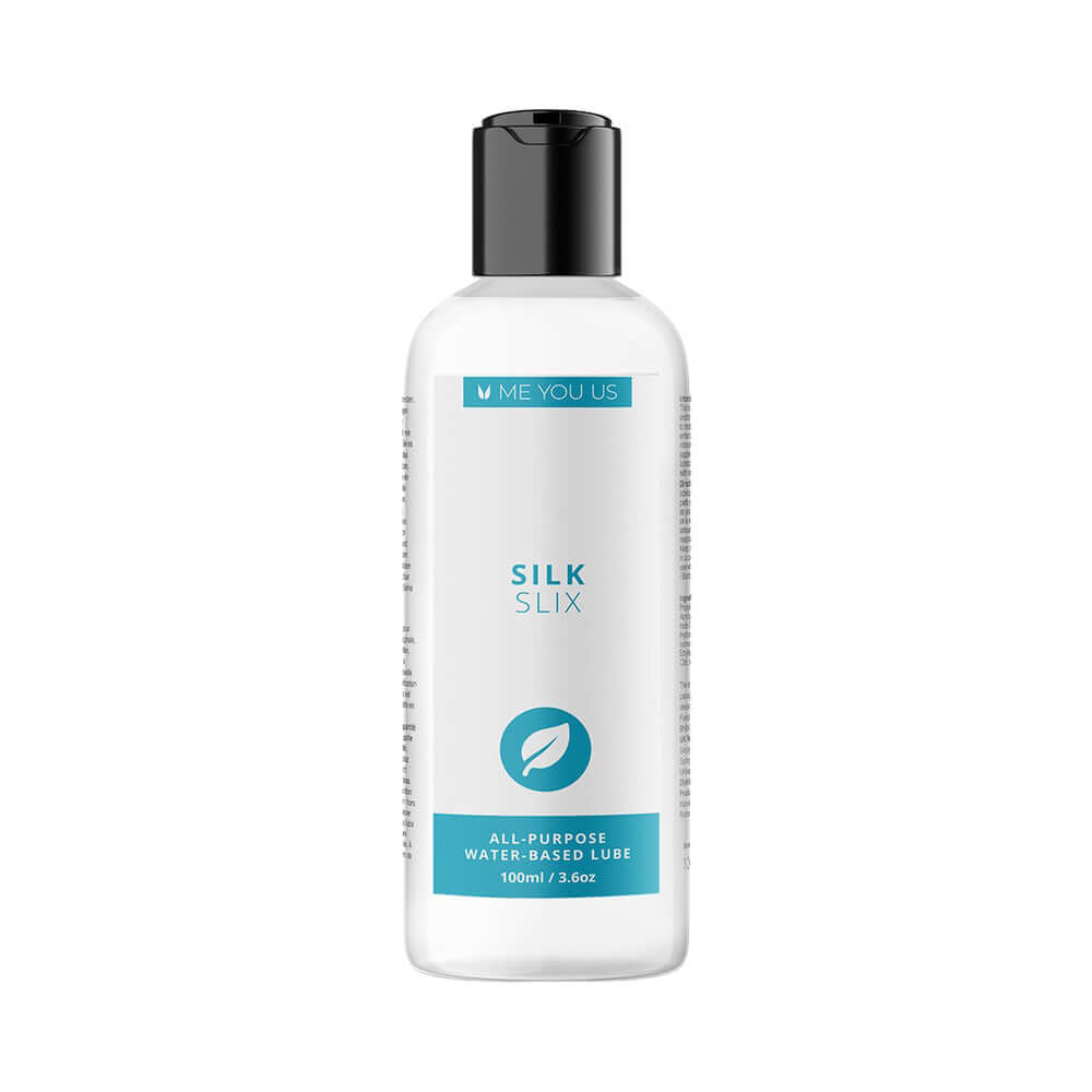 Me You Us Silk Slix Water-based Lubricant Clear 3.3 Oz bottle for intimate use and comfort.