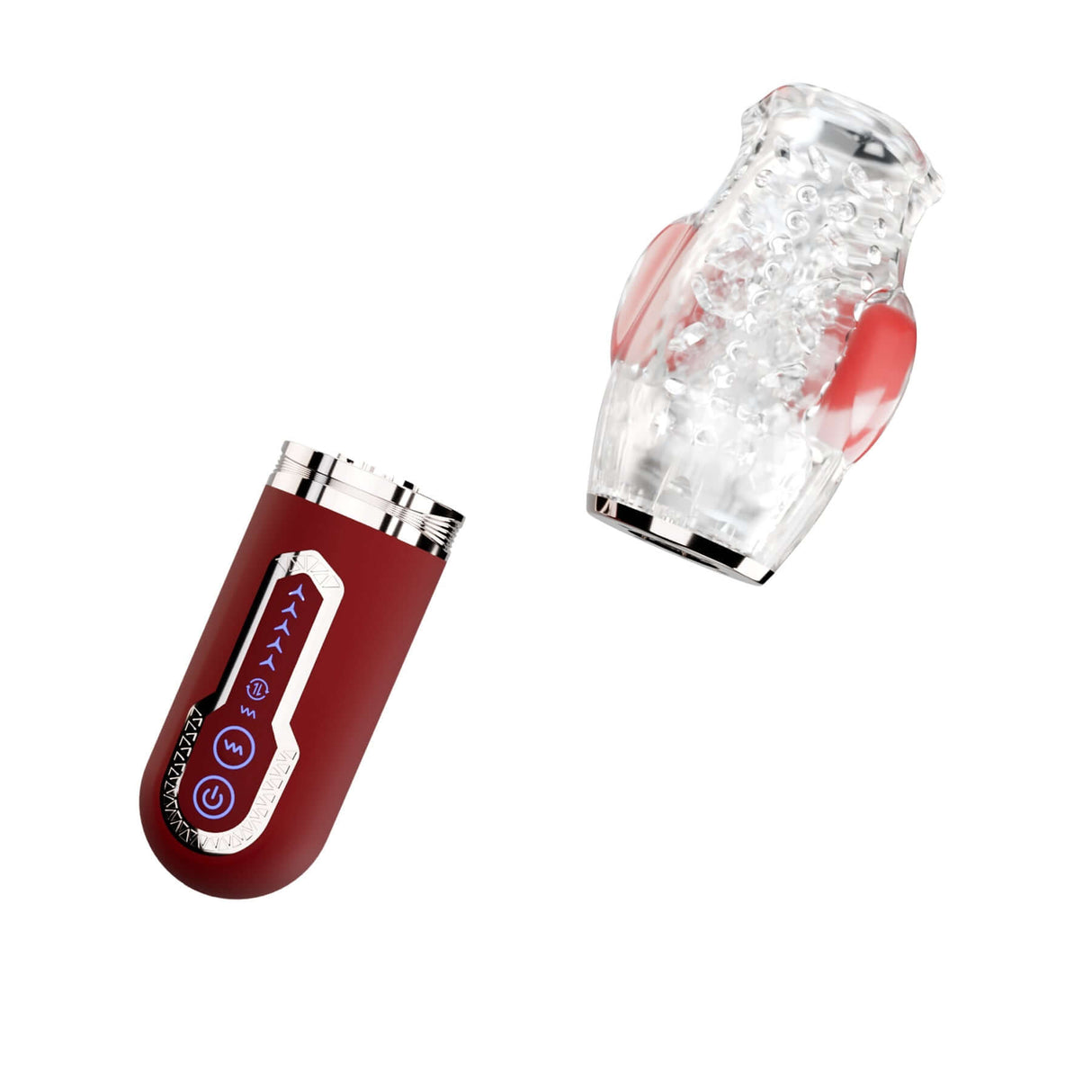 Adam & Eve Pleasure Pro 3000 Rotating & Thrusting Vibro Stroker showing the device and nubby sleeve.