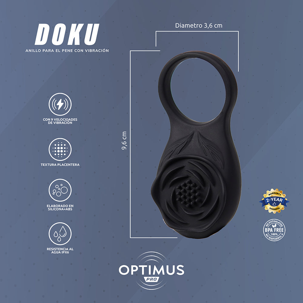 Camtoyz Vibrating Ring With App Doku showing ergonomic design and textured detailing for enhanced pleasure.