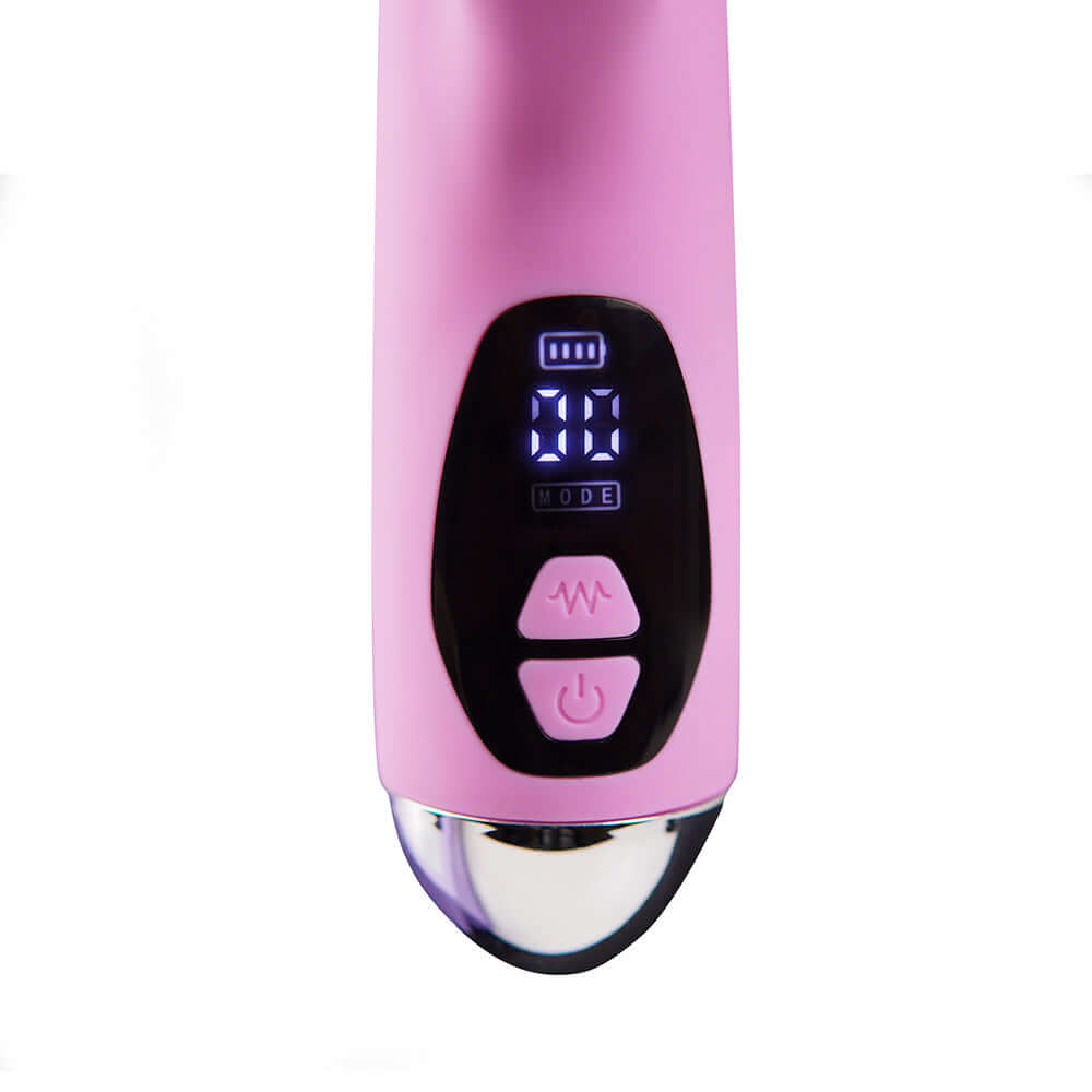 Close-up view of the control panel on the Camtoyz Rabbit Vibrator USB-C Charging Osma, featuring LED display and buttons.