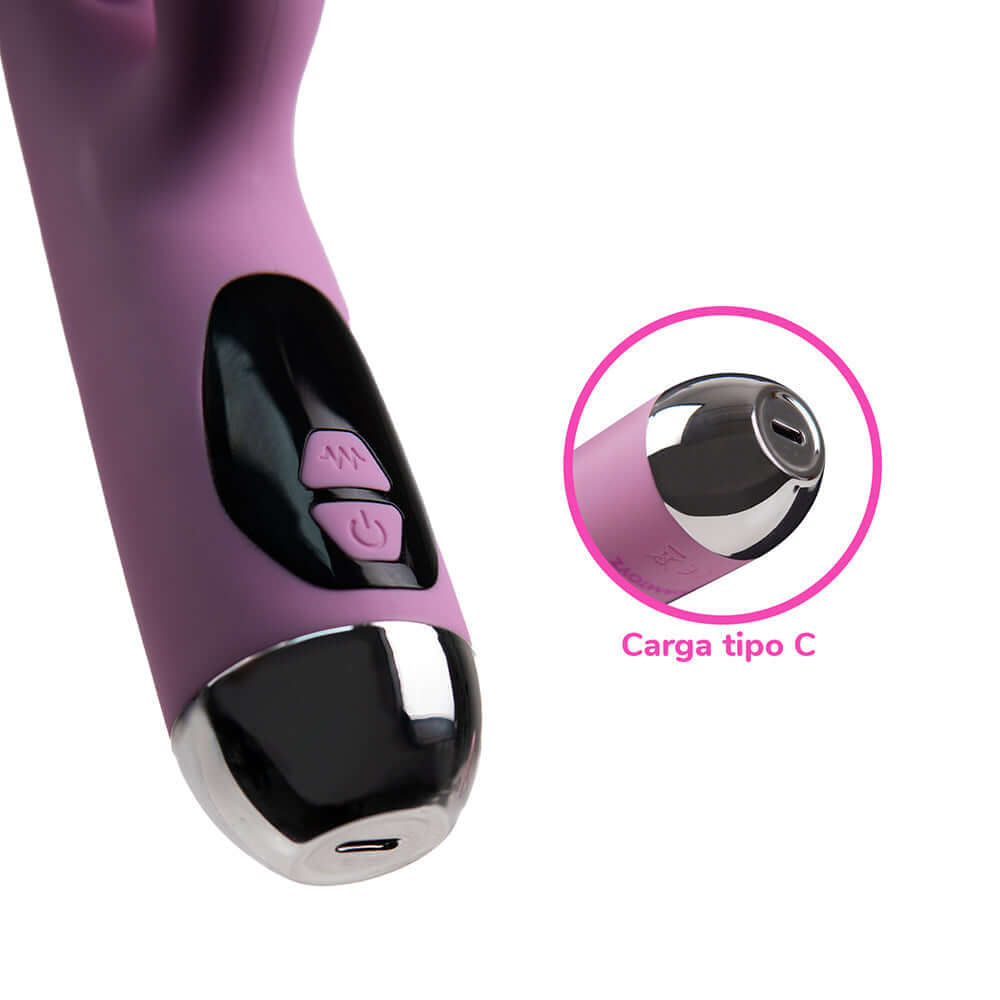 Camtoyz Rabbit Vibrator Usb-c Charging Osma close-up showing USB-C charging port and control buttons.