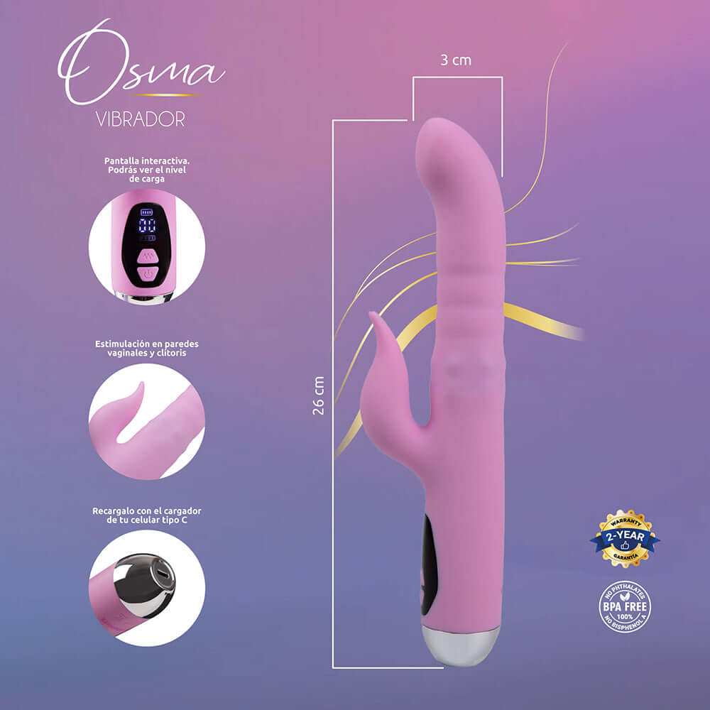 Camtoyz Rabbit Vibrator Usb-c Charging Osma with interactive display and dual stimulation features.