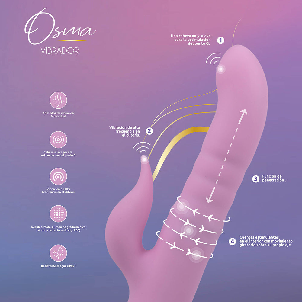 Camtoyz Rabbit Vibrator Usb-c Charging Osma features and functionalities diagram with detailed descriptions.