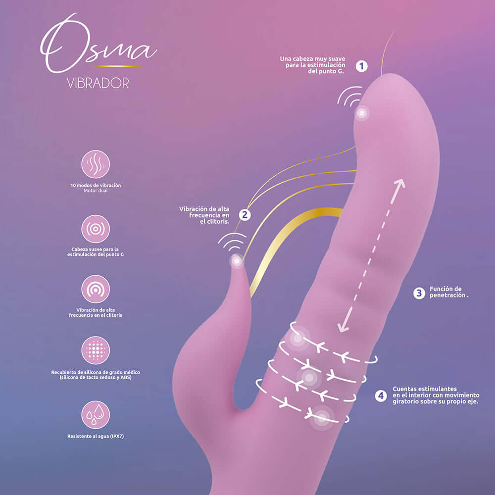 Camtoyz Rabbit Vibrator Usb-c Charging Osma features and functionalities diagram with detailed descriptions.