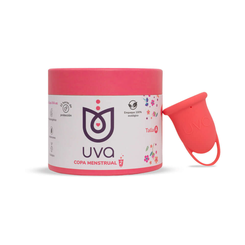 Uva Cup A Menstrual Cup Set in pink packaging with reusable menstrual cup, eco-friendly menstrual care solution.