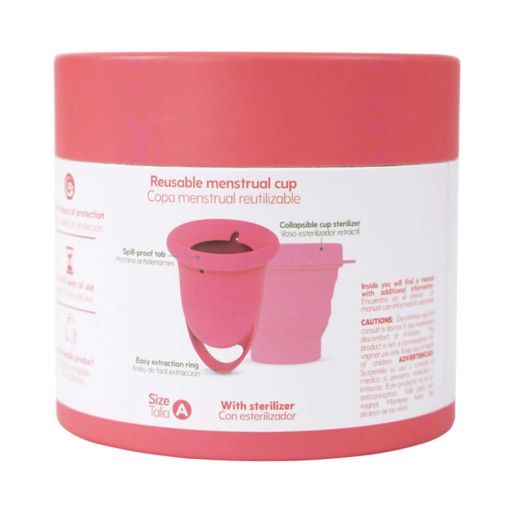 Uva Cup A Menstrual Cup Set with sterilizer and reusable pink cup packaging.