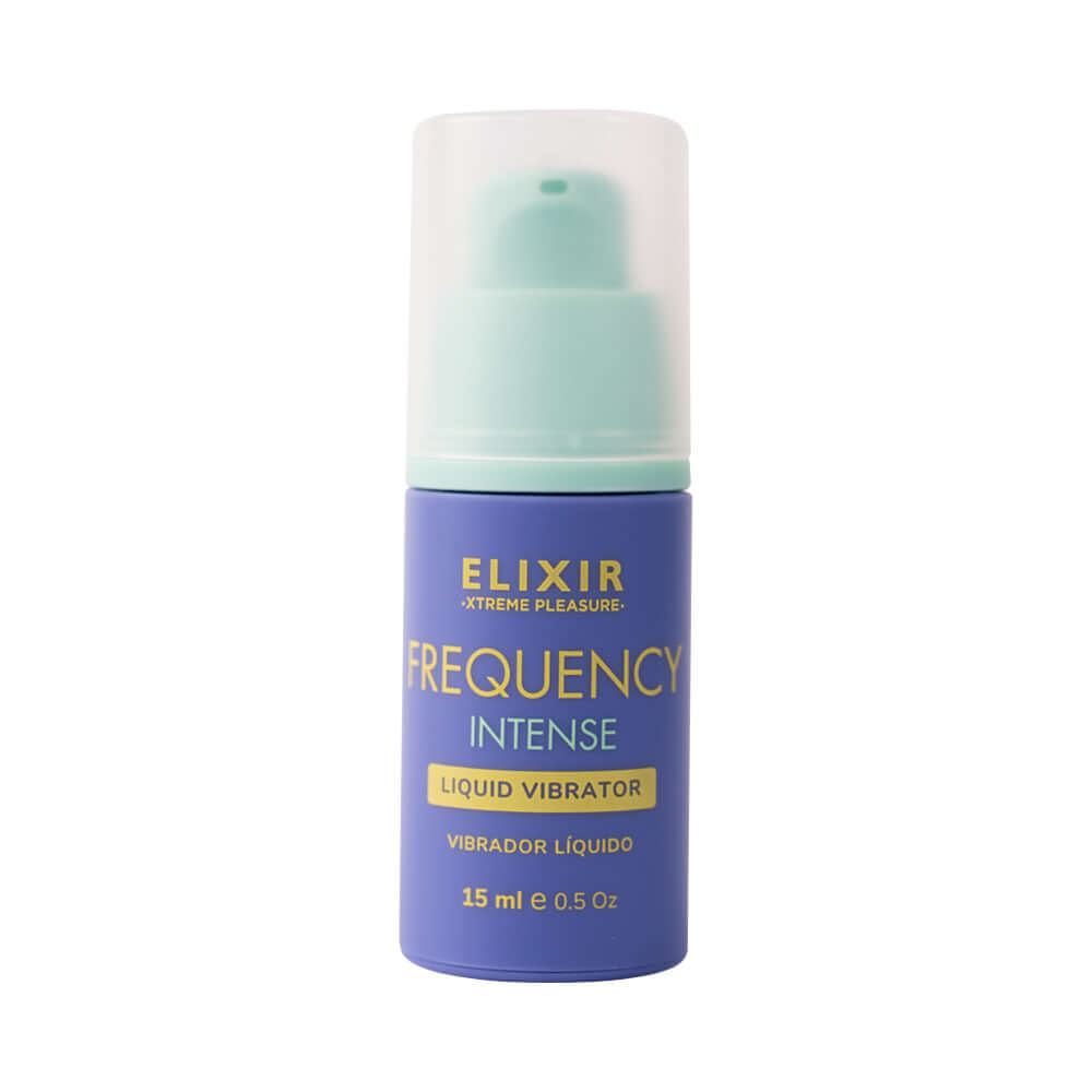 Elixir Frequency Intense Liquid Vibrator 0.5 Oz bottle with pump dispenser for heightened sensitivity and stimulation.