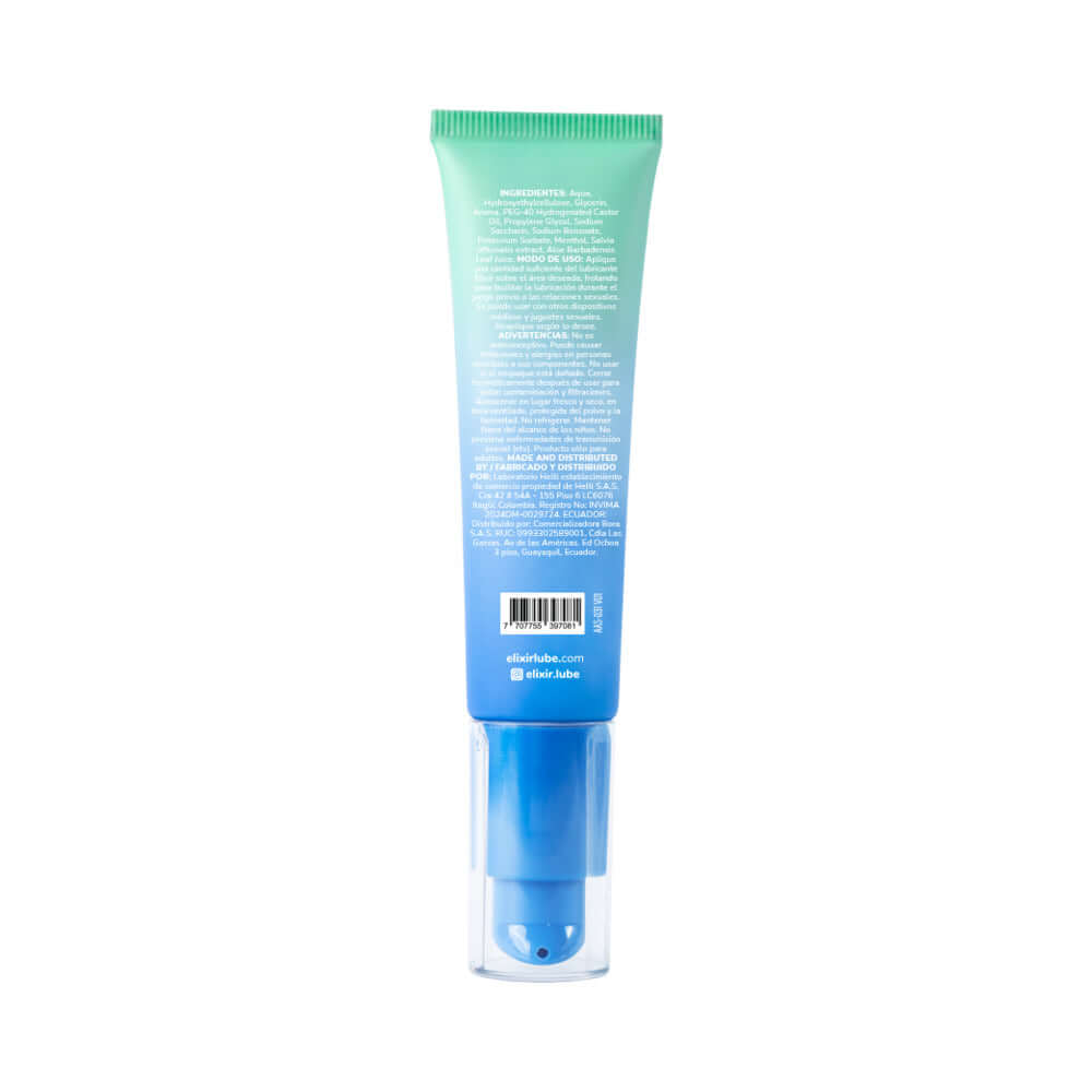 Elixir Cool Sensation Intimate Gel 1 Oz tube with detailed information on the back.
