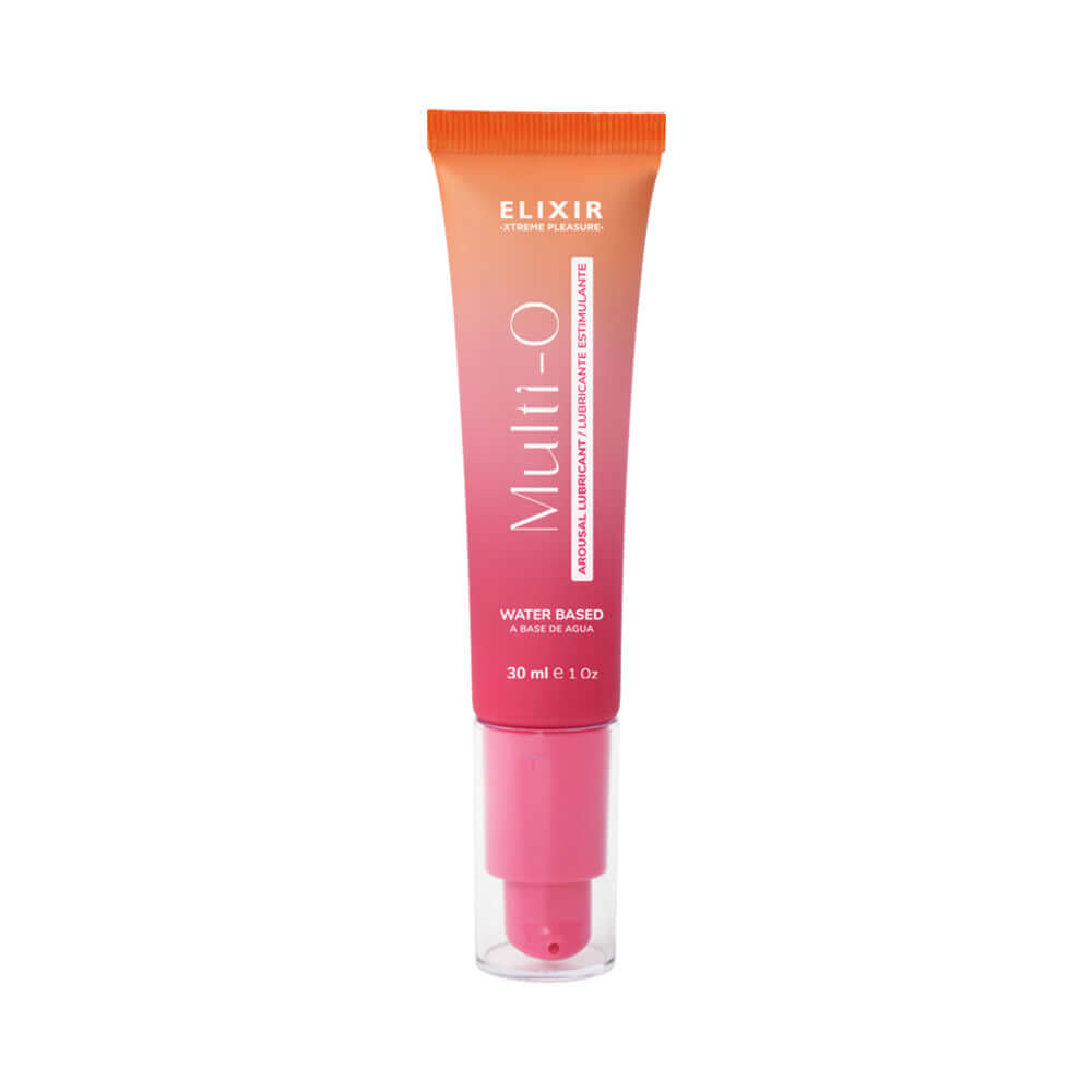 Elixir Multi O Arousal Intimate Gel 1 Oz in a tube with a smooth applicator for enhanced intimacy.