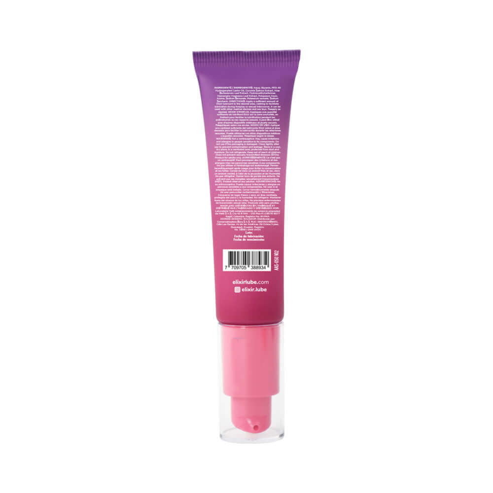 Elixir Friction Tightening Intimate Gel 1 Oz tube showing product details and usage instructions.