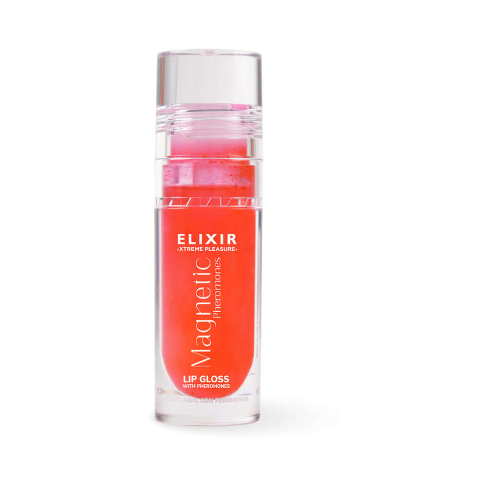 Elixir Magnetic Lip Gloss With Pheromones 0.17 Oz in a sleek container, offering brilliant shine and hydration.