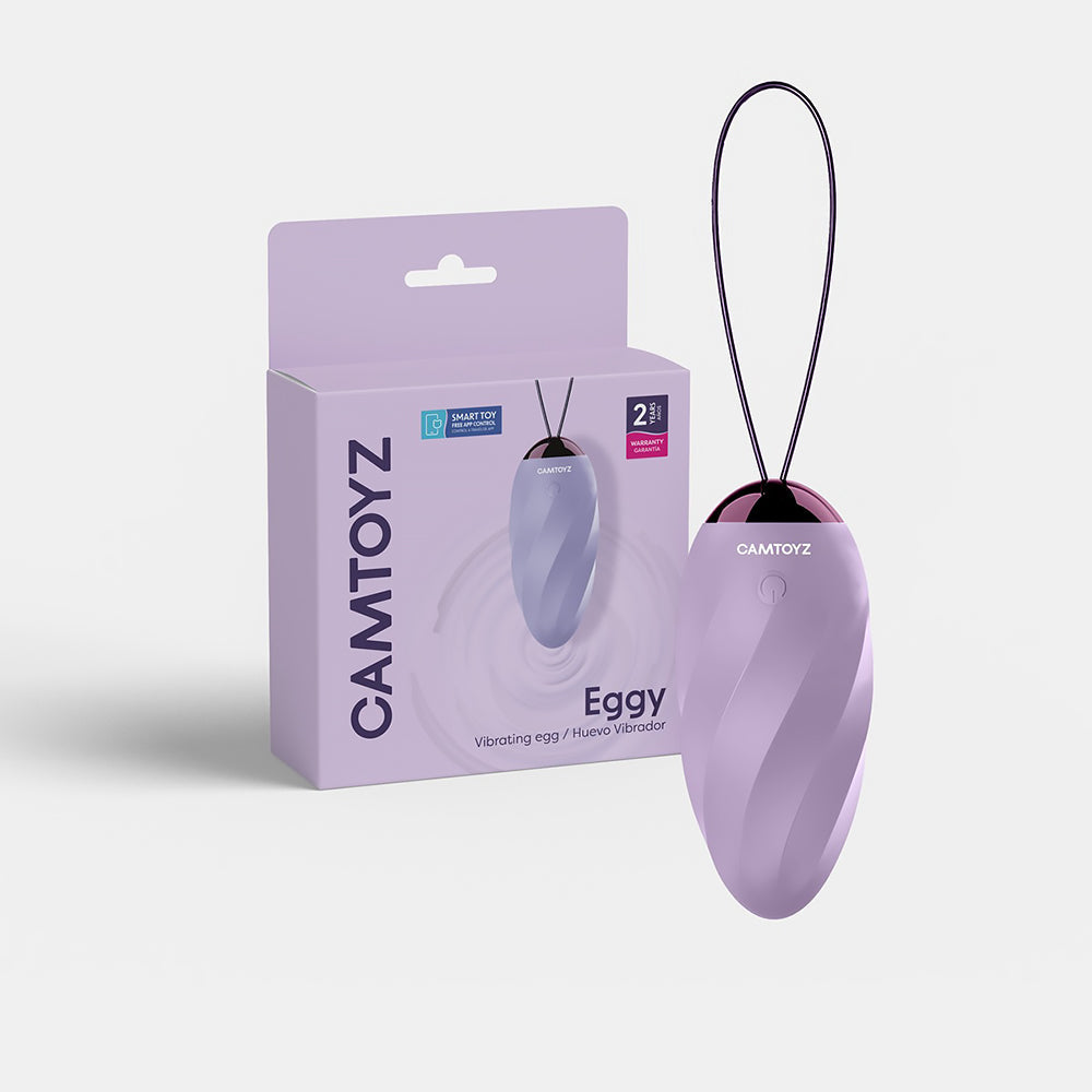 Camtoyz Eggy App-controlled Vibrating Egg in packaging with sleek design for app-enabled pleasure.